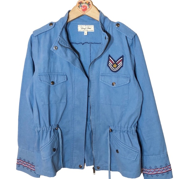 Sheryl Crow patriotic Blue Military Flag patch Utility Cargo Jacket M dr… - Picture 2 of 8